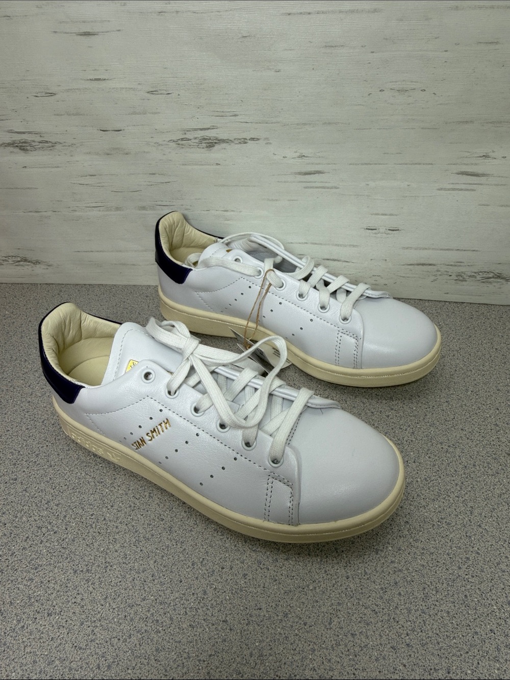 adidas White Sneakers with purple Heel Tab